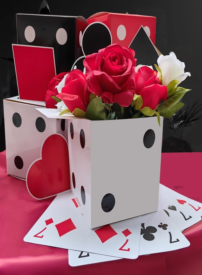 Eylola 12 Pcs Dice Favor Boxes 6 x 6 x 6 Inch dice Boxes Bulk for centerpieces Casino Party Decorations Game Night Decorations Casino Themed Party Goodie Boxes Gift Box (Black, White, Red) - Image 2